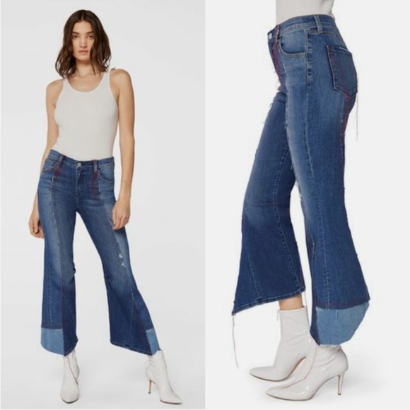 J Brand x Kozaburo collab Blue Flare Jeans US 26 “Jolene” design - Picture 1 of 13